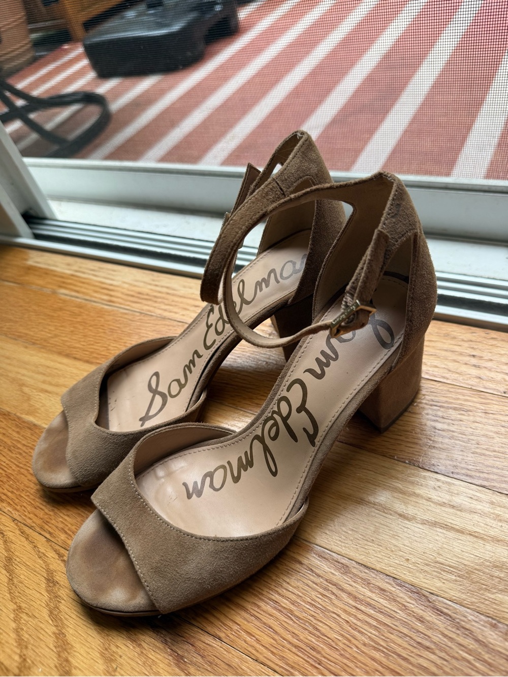 Sam Edelman Tan Suede Mid Block Heel Sandals